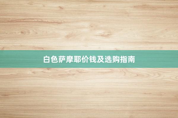 白色萨摩耶价钱及选购指南