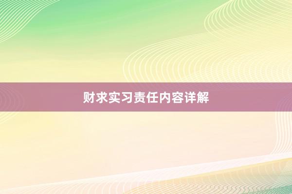 财求实习责任内容详解