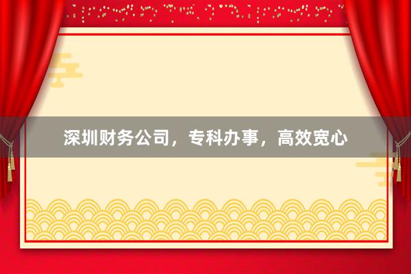 深圳财务公司，专科办事，高效宽心